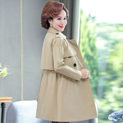 Middle-aged Mother Autumn Jacket Waist Coat Windbreaker Women's Mid-length Middle-aged Spring and Autumn Foreign Style Jacket