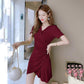 Irregular Folds Sexy M-XXXL Women's Summer Dress Short Sleeve V-Neck Knee-length Daily Wear Office Dating Party