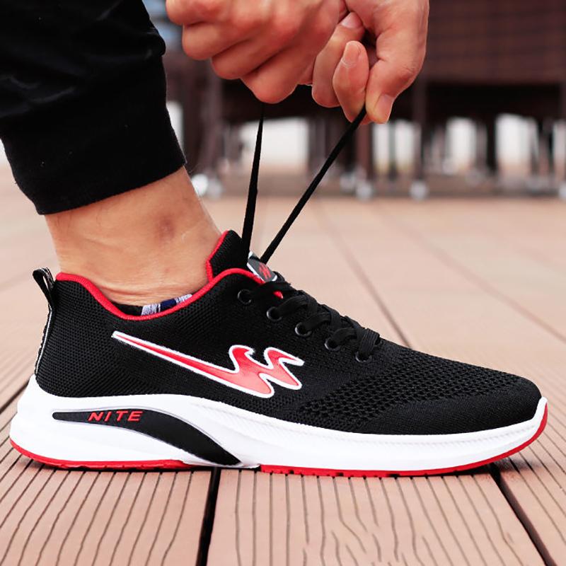 Summer Double Star Men's Shoes Flying Woven Breathable Hollow Mesh Shoes Korean Style All-match Casual Men Sneakers