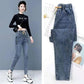 Stretch High Waist Jeans Harem Pants Women's Feet Pants Spring and Autumn Elastic Waist Casual Loose Slim Long Pants
