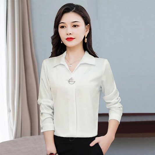 Long-sleeved Shirts Are Thin and Temperament Bottoming Shirt Women's Self-cultivation Cover Belly High-end Shirt Women's Work Clothes