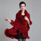 Ponchos and Capes Women 2019 Christmas Fashion Faux Fox Fur Collar Winter Wool Cloak Long Overcoat
