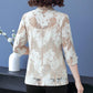 L-5XL Spring Mother Lace Coat Large Size Printed Outerwear Top Autumn Thin Small Suit for Office Lady