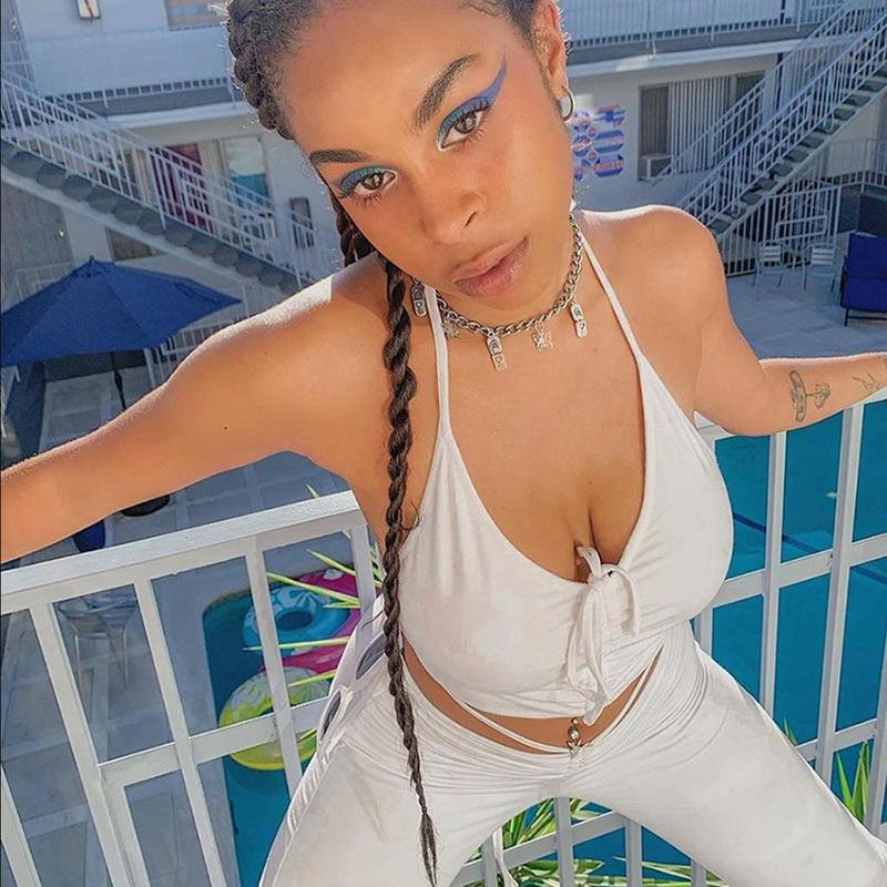 2pcs Casual Women Two Piece Sets Summer Sleeveless Vest Tops + Slim Pants Suit Fashion O Neck Backless Outfits Streetwear