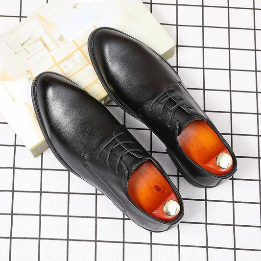Genuine Leather Men's Business Dress Shoes Casual Leather Shoes Men's Pattern Wedding Shoes Spring and Autumn Husband Shoes Non-slip Dad Shoes