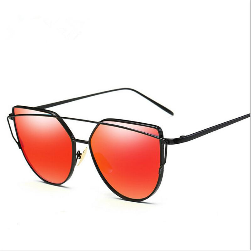 WTEMPO Double Beam Metal Cat Eye Sunglasses Women Oval Colorful Lady Sunglasses 2019 Oval Frame Vint