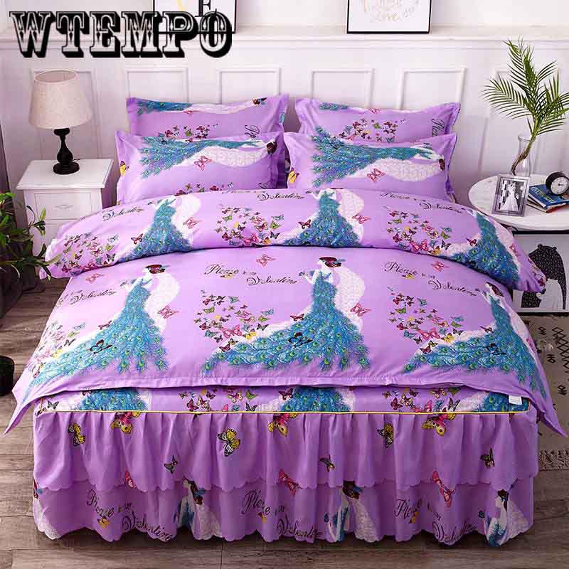 Printed Quilt Cover Bedroom Bedding Homeware Set Bed Four-piece Comfort Cotton Bed Sheet