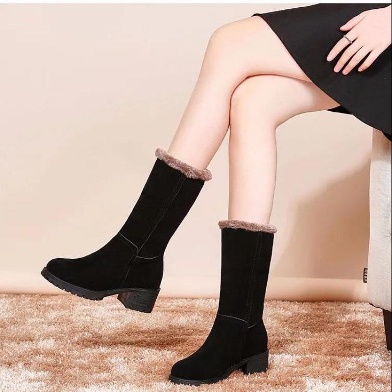 Snow Boots Women's Mid-tube  Korean Winter Warm Short Thick with Thickened Bottom Non-slip Cotton Boots for Both Wear