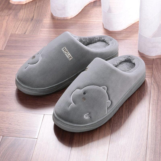 Autumn Winter Plush Slippers for Men Women Warm Thick-soled Home Cartoon Non-slip Slippers Unisex