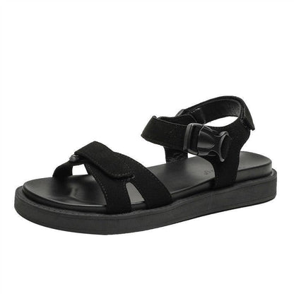 White Sport Sandals Women Summer Outdoor Beach Lightweight Breathable Open Toed Ladies Sandals Casual Flat Black