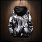 Autumn Men's Jackets Coats Male Casual Slim Stand Collar Print Bomber Jacket  Both Sides To Wear
