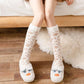 3 Pairs of Leopard-print Coral Fleece Socks Women's Calf Socks Furry Winter Sleep Socks Plus Velvet Thick Warm Stockings