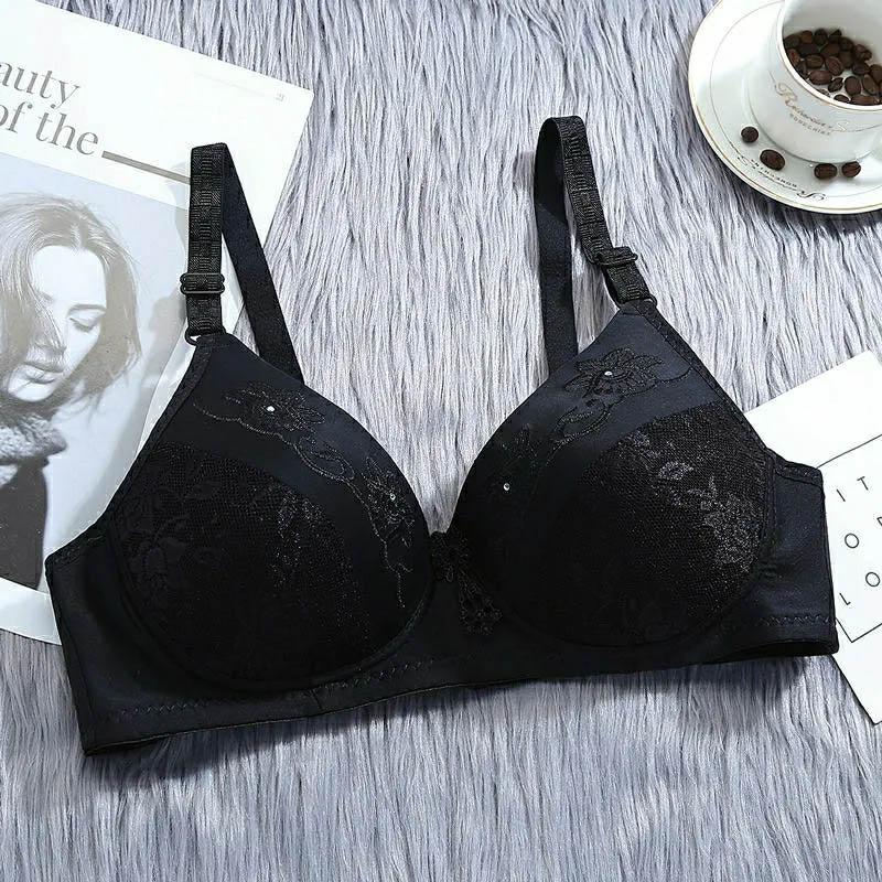 Large Size No Steel Ring Anti-glare Design Bra Gathered Comfortable Anti-sagging Underwear Sexy Jacquard Bra