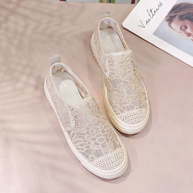 Fisherman Shoes Women Spring Summer All-match Casual Flat Shoes Lace Mesh Lazy Foot Driving Shoes