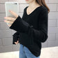 Autumn and Winter Long-sleeved Sweater Knitted V-neck Bottoming Shirt Fashion All-match Female Top