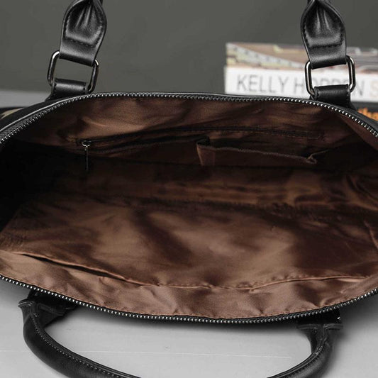 Business Briefcase Men Camouflage PU Leather Zipper Waterproof Handbag Shoulder Bags Messenger Bag