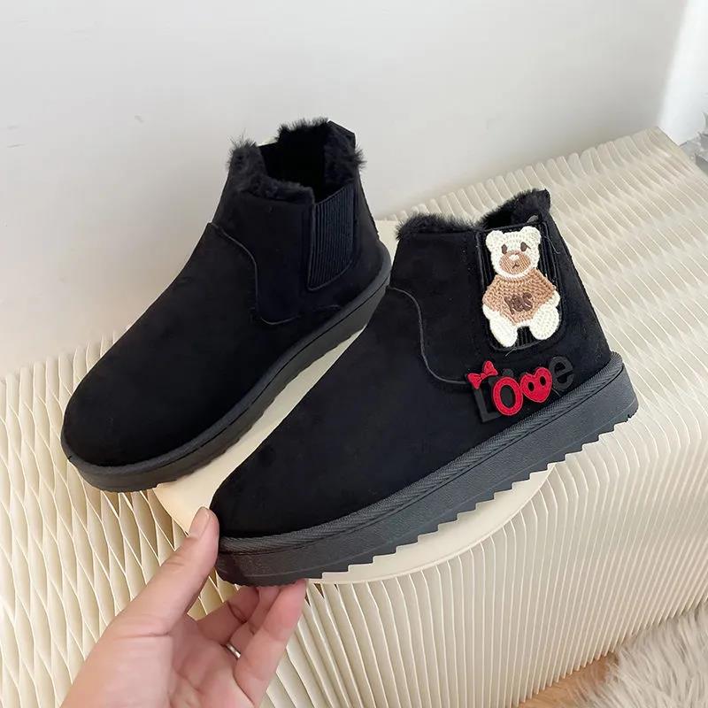 Frosted Cute Snow Cotton Boots Women Plus Velvet Thick Waterproof Winter All-match Warm Bread Cotton Shoes