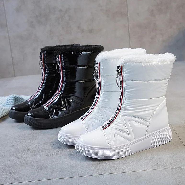 Thickened Plush Waterproof Boots Winter Non Slip Snow Boots Women's Large Size Versatile Flat Cotton Boots