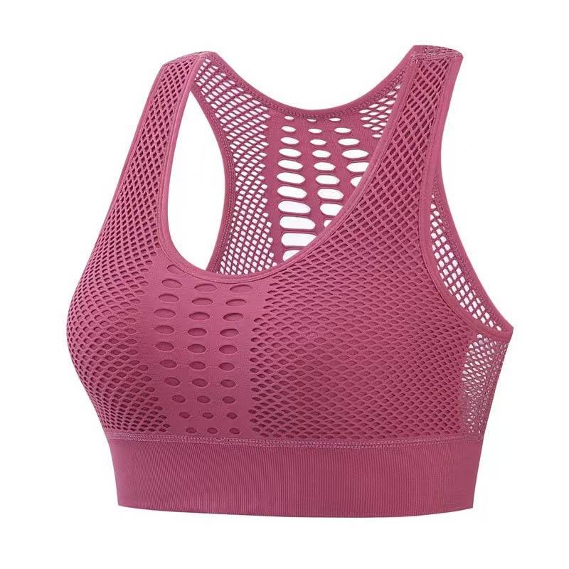 Women's Hollow Beauty Back Sports Underwear Vest Shockproof Gathered Bra Running Yoga Fitness Breathable No Steel Ring Bra