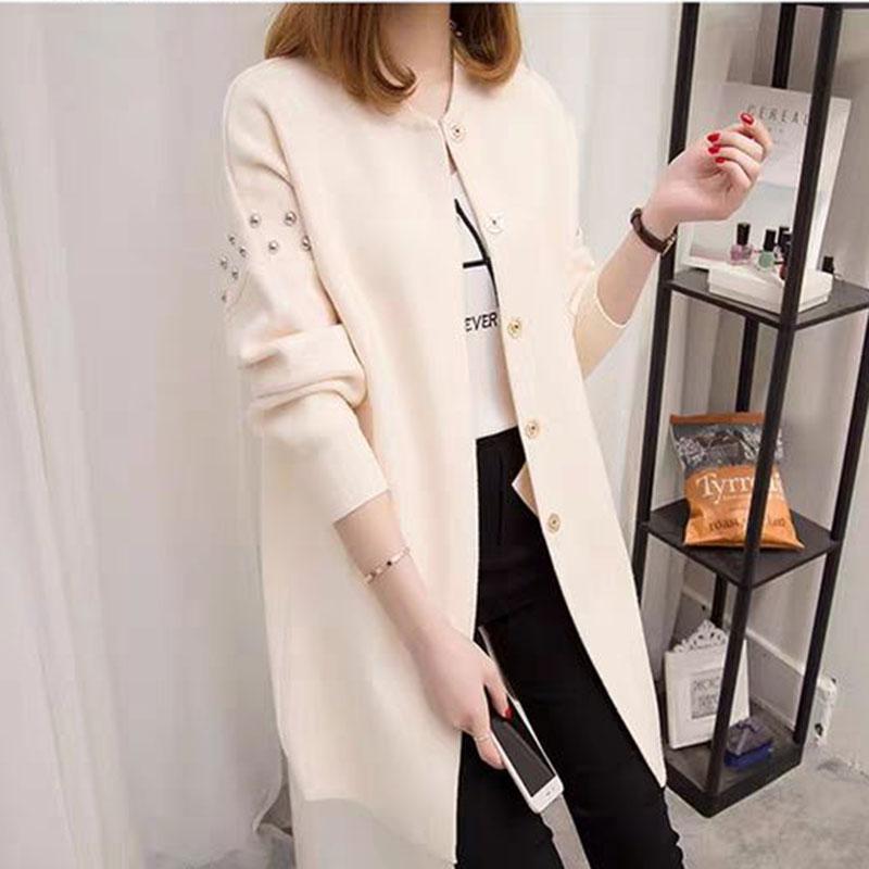 Spring and Autumn Mid-length Sweater Casual Loose Knit Top Fashion Cardigan Women's Jacket