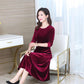 Dress Round Neck Gold Velvet Women's Mid-length Slim Fit Covering Belly Plus Size Mother Skirt Women's Clothing
