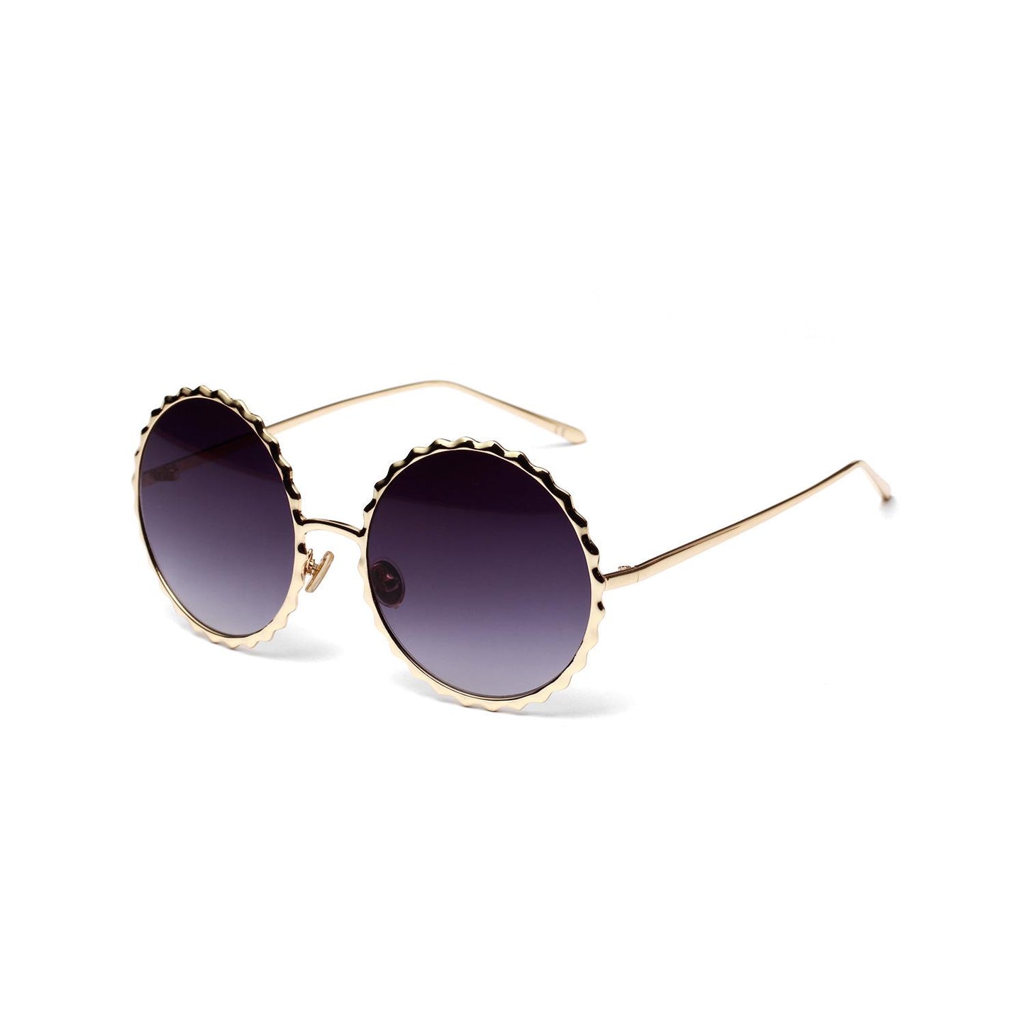 WTEMPO Gear Round Retro Metal Sunglasses Women Exquisite Pop Glasses