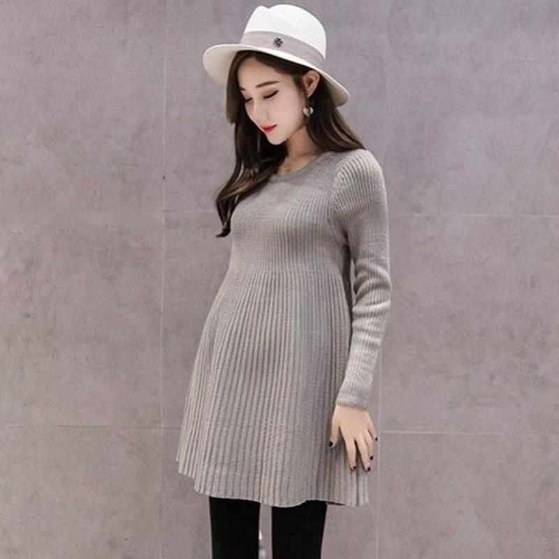 Autumn and Winter Pregnant Women Sweater Fashion Loose Dress Mid-length Sweater Trend