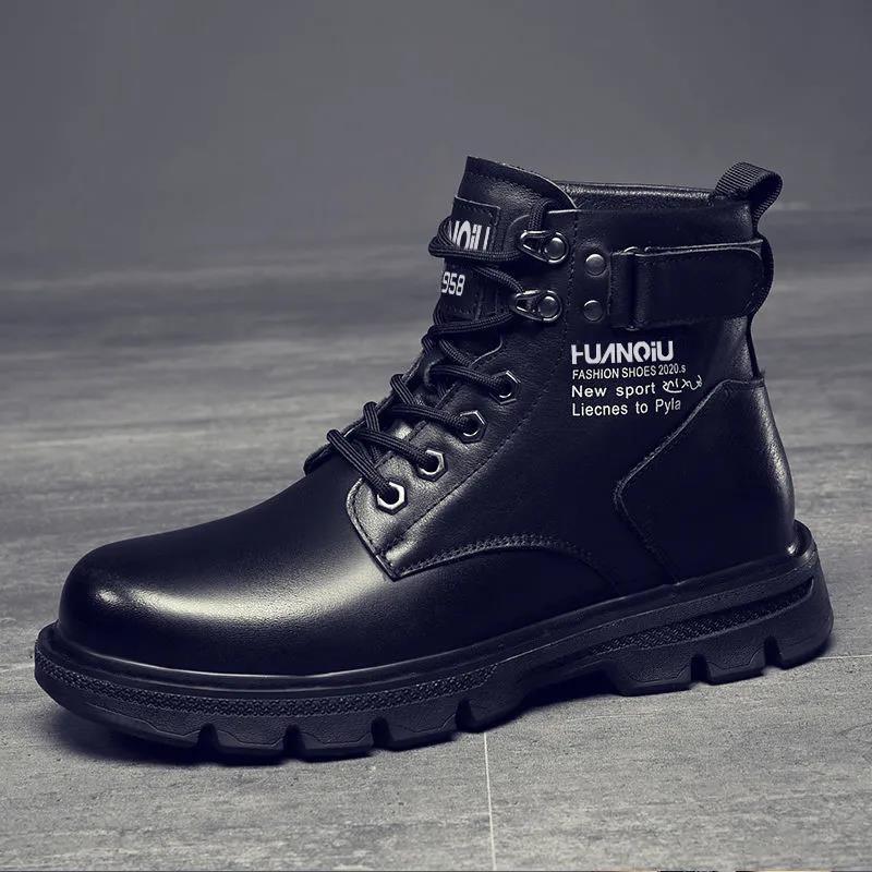 Autumn and Winter Plus Velvet Korean Version of The British Martin Boots Men's Leather Boots