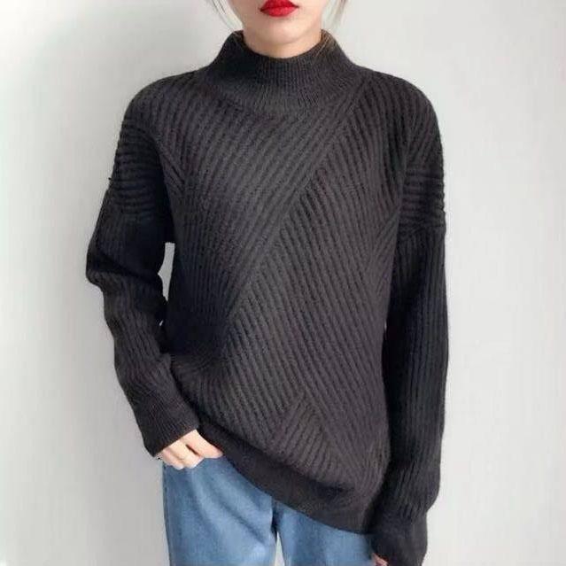 Solid Color Turtleneck Sweater Women Thickened Pullover Fashion Wild Long-sleeved Sweater