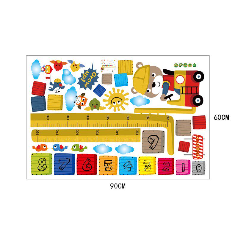 [Wall sticker ]Animal Bulldozer Children Height Stickers Nursery Boy Room Kids Bedroom Wall Decals D