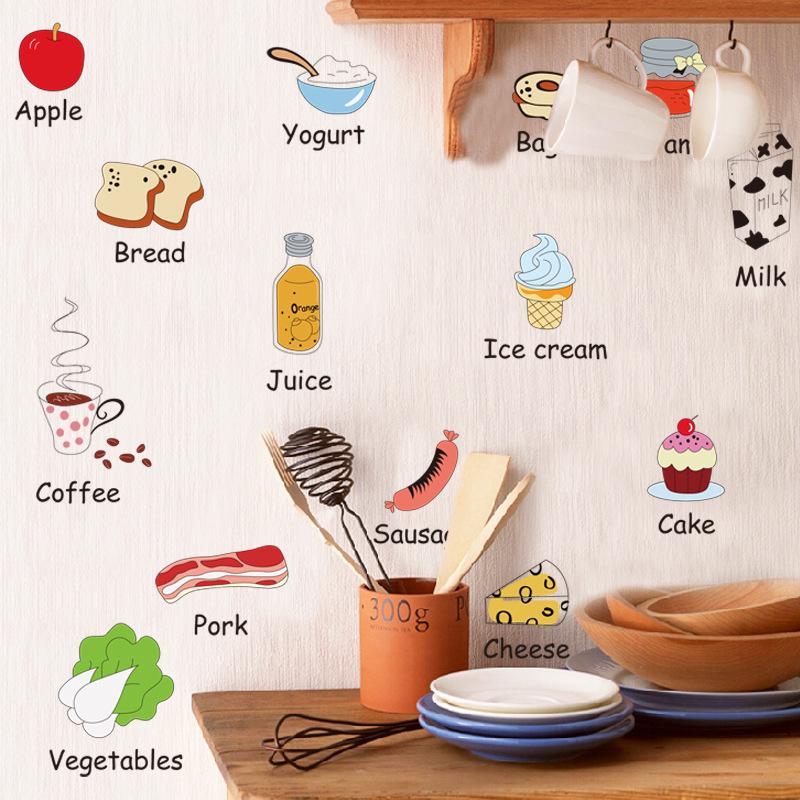 Home food wall stickers refrigerator table  decorative wall sticker warm cartoon wallpaper
