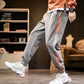 Men's Plus Size Loose Streetwear Long Jeans Spring and Autumn Solid Color Casual Print Denim Pants