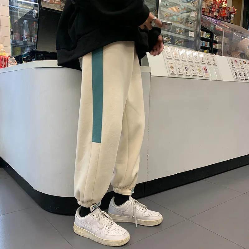 Fried Street Pants Women's Autumn and Winter Plus Velvet Sweatpants Ins Tide Loose and Thin Students All-match