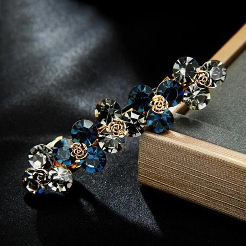 Decorative Hairpin Female Elegant Word Clip Medium Horizontal Clip Temperament Flower Hairpin Ball Hair Clip Shiny Hair Clip