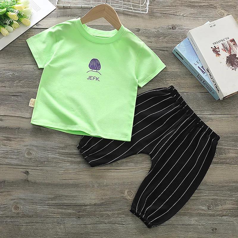 Baby Boy Summer Suit Casual Cotton Boy Pajamas Children Sportswear Suit Cute Boneless T-shirt Top Shorts Suit 1-8 Years Old