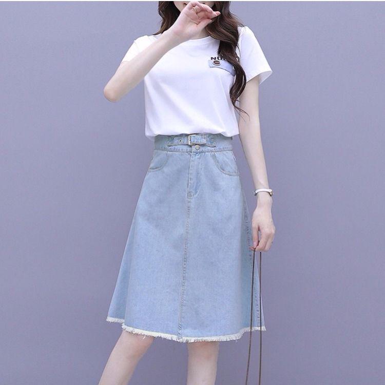 Summer Women Midi Denim Skirt Fashion Casual Tassel A-line Harajuku Female Light Blue Skirt Jeans Elegant Pocket Moda Mujer