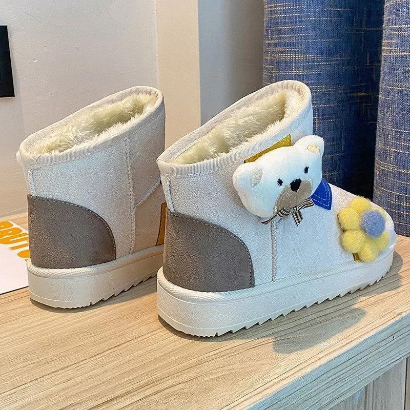 Color-blocking Snow Boots Women's Autumn and Winter Plus Velvet Cotton Shoes Thick-soled Waterproof Non-slip Short Boots