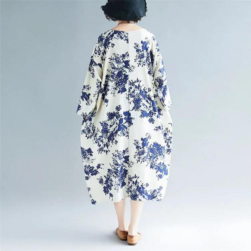 Vintage Floral Print Boho Dress Women Long Maxi Dress Evening Party Beach Summer Dress Long Sleeve Dresses