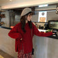 All-match Loose Autumn  Winter Twist Sweater Knit Sweater Casual Female Students Long-sleeved Design Sense Split