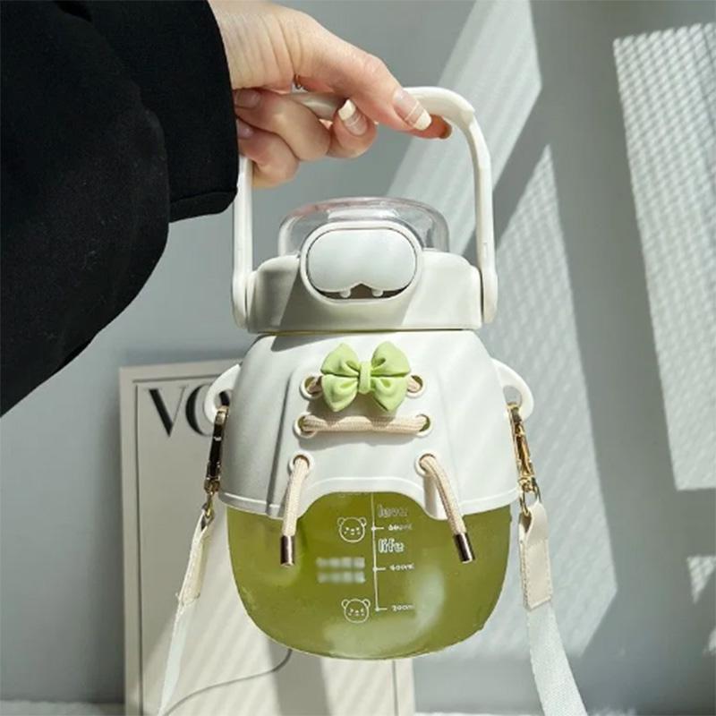 Water Cup Girls Large-capacity Design Sense Straw Summer Belly Kettle 1200 Ml High Temperature Water Bottle Cup