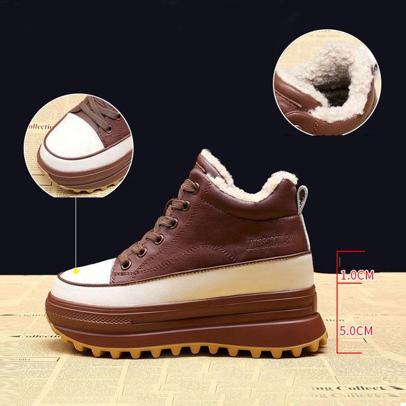 High-top Casual Shoes Women Autumn and Winter All-match Thick-soled White Shoes Sports Shoes Loose Shoes Board Shoes Plus Velvet Shoes
