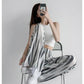 Tie-dye Ice Silk Wide-leg Pants Summer Women's Mopping Trousers Loose High Waist Pleated Drape Casual Dance Yoga Pants
