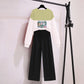 Two-piece Loose Hoodie Wide Leg Pants Casual Suit Women's Round Neck Long-sleeved Shirt + Loose Pants Casual and Comfortable