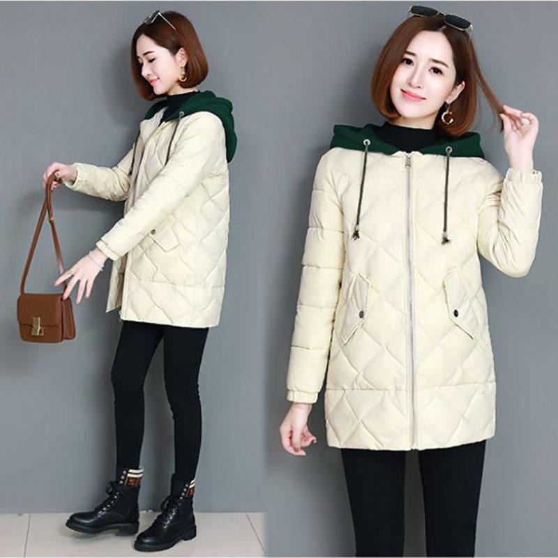Winter Down Jacket Women's Korean Fashion Cotton Jacket Mid-length Hooded Thick Plus Size Down Jacket