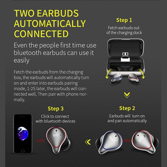 Bluetooth 5.0 True Wireless Earbud Balanced Sport Stereo Sound Earphones with Charging Box for Phone