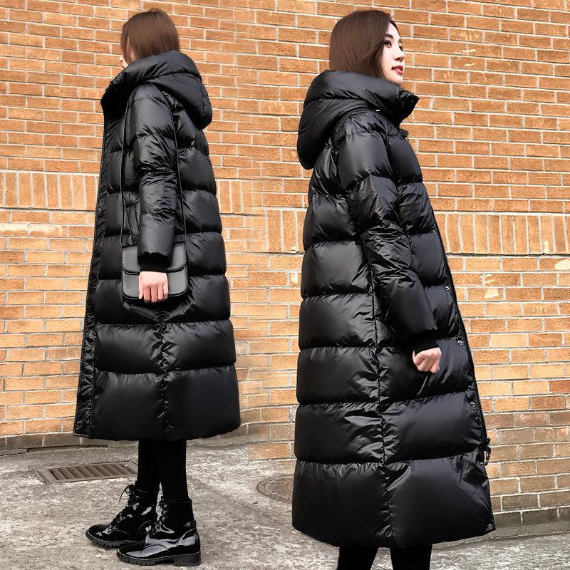 Women's Down Padded Jacket Mid-length Winter Slim Over-knee Long Hooded Padded Ladies Padded Jacket