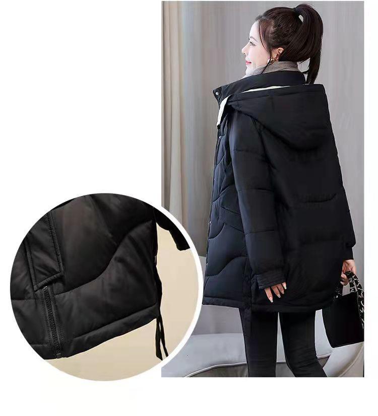 Winter Mid-length Section Thick Windproof Cold-proof Warmth Loose Hooded Casual Slim Ladies Jacket Coat Padded