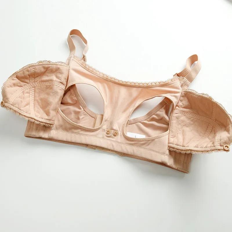 Women's Nursing Underwear Comfortable Large Size Open Button Front Bra Maternity Bra Thin Cotton Lace Comfortable Brassiere No Steel Ring Underwear