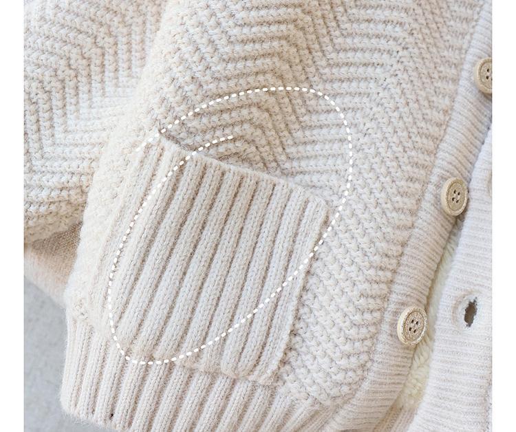 Autumn and Winter Boys' and Girls' Thickened Hooded Lamb Cashmere Sweater Coat Girl Baby Cardigan