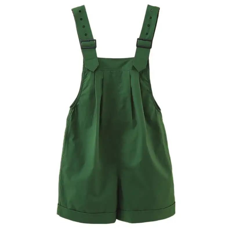Salt-tie Bib Pants Women Summer Thin Loose Green Wide-leg Pants Workwear Jumpsuit Straight Pants